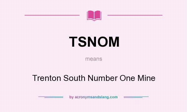 What does TSNOM mean? It stands for Trenton South Number One Mine