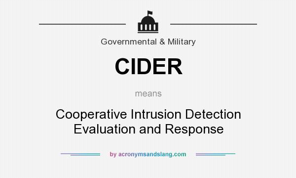 What does CIDER mean? It stands for Cooperative Intrusion Detection Evaluation and Response