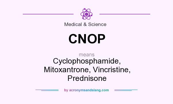 What does CNOP mean? It stands for Cyclophosphamide, Mitoxantrone, Vincristine, Prednisone