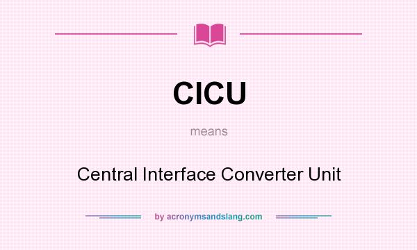 What does CICU mean? It stands for Central Interface Converter Unit