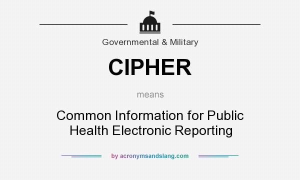 What does CIPHER mean? It stands for Common Information for Public Health Electronic Reporting