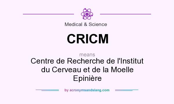 What does CRICM mean? It stands for Centre de Recherche de l`Institut du Cerveau et de la Moelle Epinière