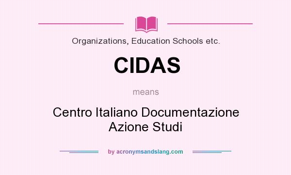 What does CIDAS mean? It stands for Centro Italiano Documentazione Azione Studi