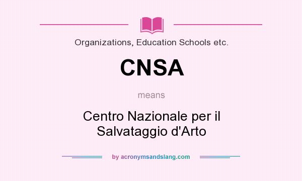 What does CNSA mean? It stands for Centro Nazionale per il Salvataggio d`Arto