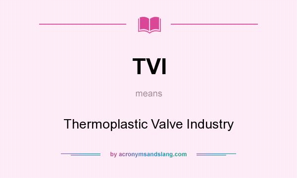 What does TVI mean? It stands for Thermoplastic Valve Industry