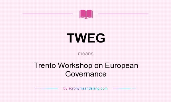 What does TWEG mean? It stands for Trento Workshop on European Governance