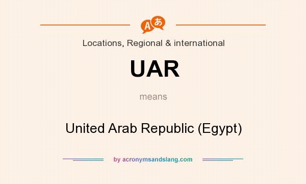 What does UAR mean? It stands for United Arab Republic (Egypt)