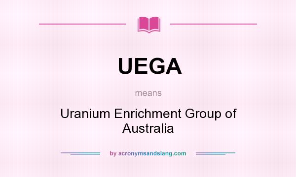 What does UEGA mean? It stands for Uranium Enrichment Group of Australia