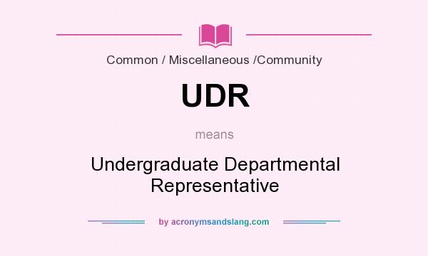 What does UDR mean? It stands for Undergraduate Departmental Representative