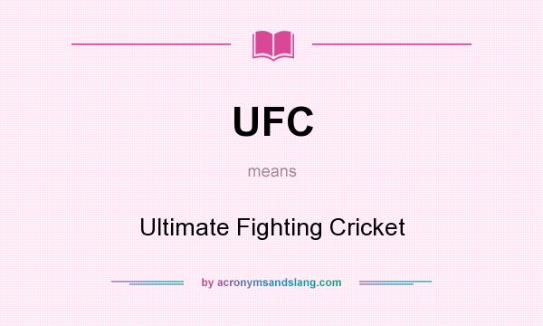 What does UFC mean? It stands for Ultimate Fighting Cricket