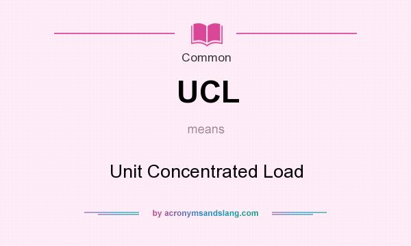 What does UCL mean? It stands for Unit Concentrated Load