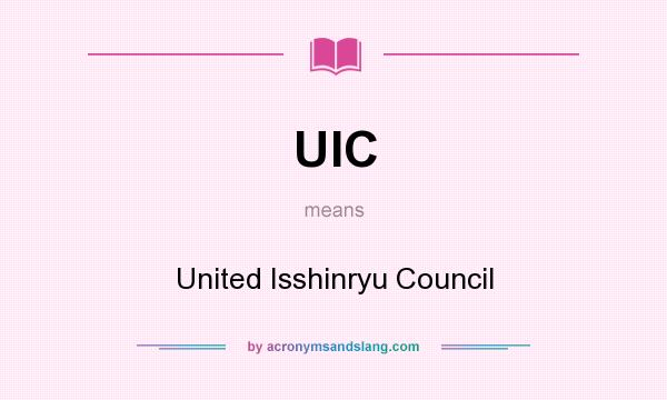 What does UIC mean? It stands for United Isshinryu Council