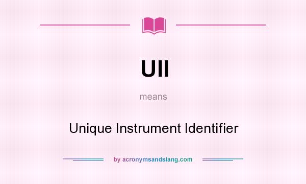 What does UII mean? It stands for Unique Instrument Identifier