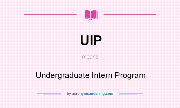 What does UIP mean? It stands for Undergraduate Intern Program