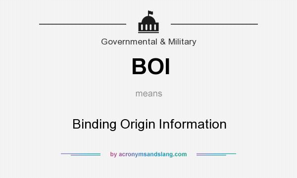 What does BOI mean? It stands for Binding Origin Information