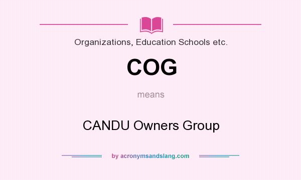 What does COG mean? It stands for CANDU Owners Group