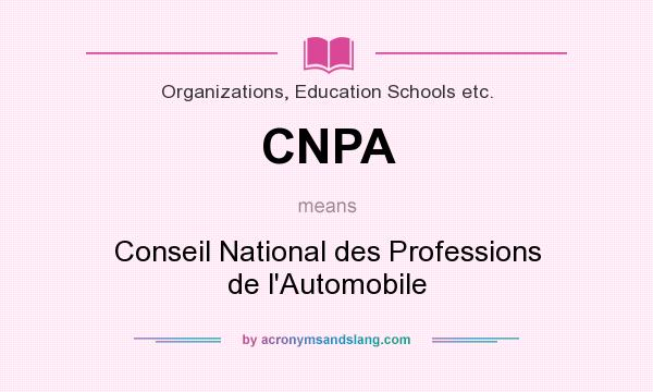 What does CNPA mean? It stands for Conseil National des Professions de l`Automobile