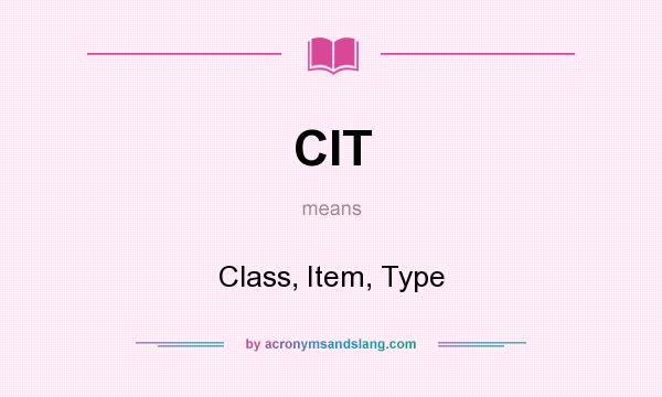 What does CIT mean? It stands for Class, Item, Type