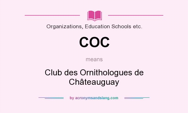 What does COC mean? It stands for Club des Ornithologues de Châteauguay