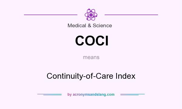 What does COCI mean? It stands for Continuity-of-Care Index