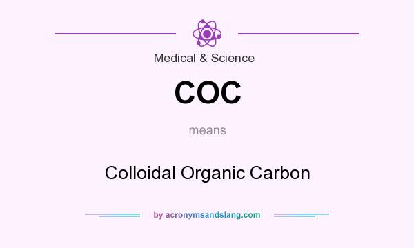 What does COC mean? It stands for Colloidal Organic Carbon