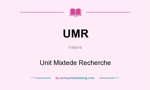 What does UMR mean? It stands for Unit Mixtede Recherche