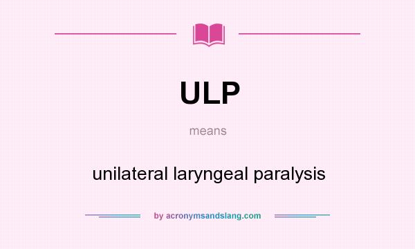 What does ULP mean? It stands for unilateral laryngeal paralysis