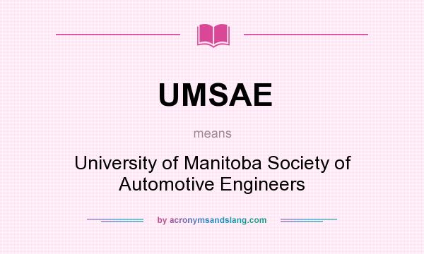 What does UMSAE mean? It stands for University of Manitoba Society of Automotive Engineers