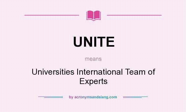What does UNITE mean? It stands for Universities International Team of Experts