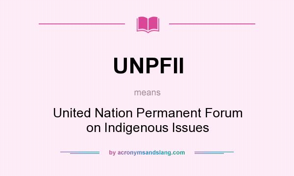 What does UNPFII mean? It stands for United Nation Permanent Forum on Indigenous Issues