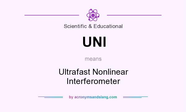 What does UNI mean? It stands for Ultrafast Nonlinear Interferometer