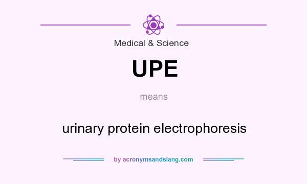 What does UPE mean? It stands for urinary protein electrophoresis