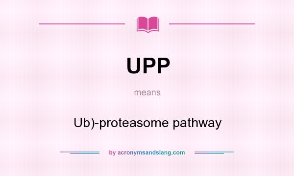 What does UPP mean? It stands for Ub)-proteasome pathway