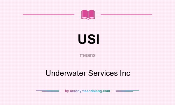 What does USI mean? It stands for Underwater Services Inc