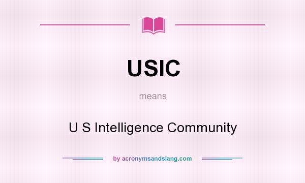 What does USIC mean? It stands for U S Intelligence Community