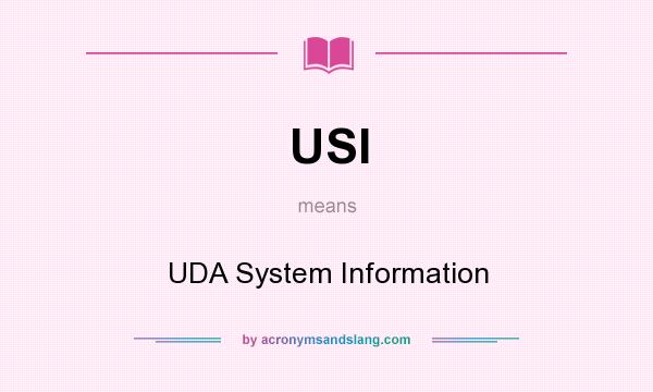What does USI mean? It stands for UDA System Information