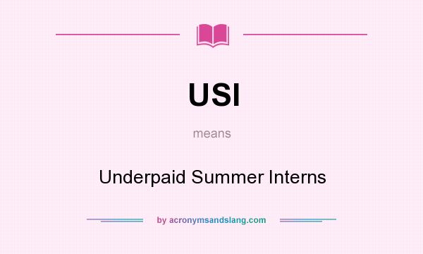 What does USI mean? It stands for Underpaid Summer Interns