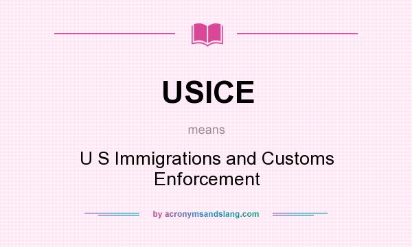 What does USICE mean? It stands for U S Immigrations and Customs Enforcement