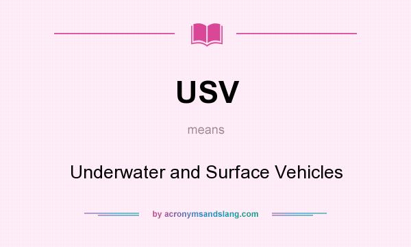 What does USV mean? It stands for Underwater and Surface Vehicles