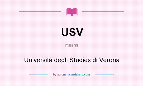 What does USV mean? It stands for Università degli Studies di Verona