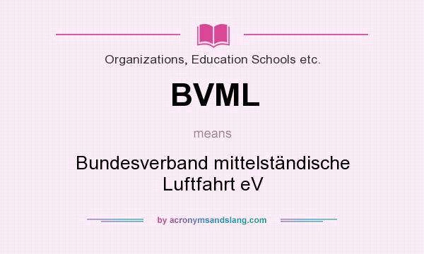 What does BVML mean? It stands for Bundesverband mittelständische Luftfahrt eV