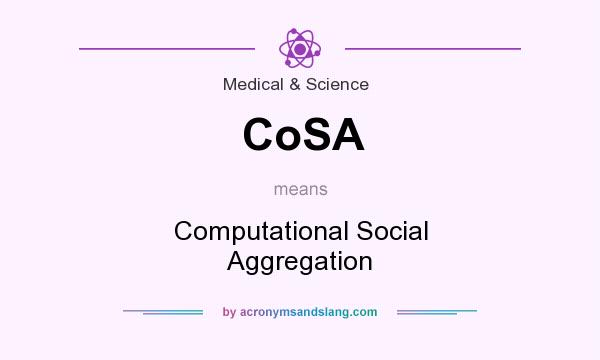 What does CoSA mean? It stands for Computational Social Aggregation