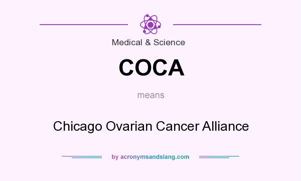 What does COCA mean? It stands for Chicago Ovarian Cancer Alliance