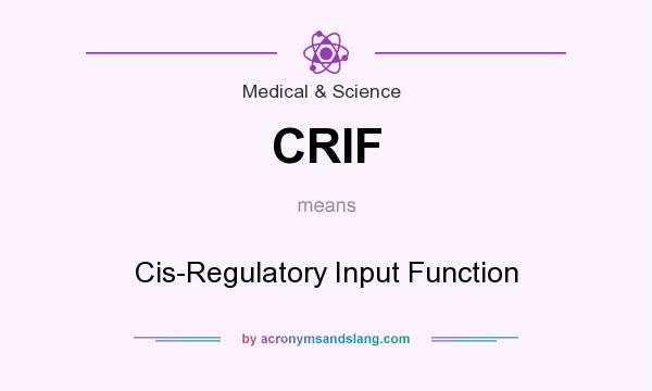 What does CRIF mean? It stands for Cis-Regulatory Input Function