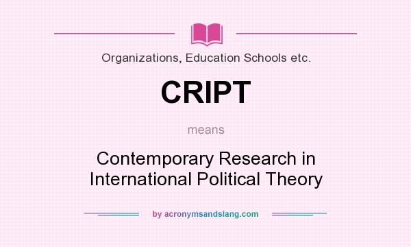 What does CRIPT mean? It stands for Contemporary Research in International Political Theory