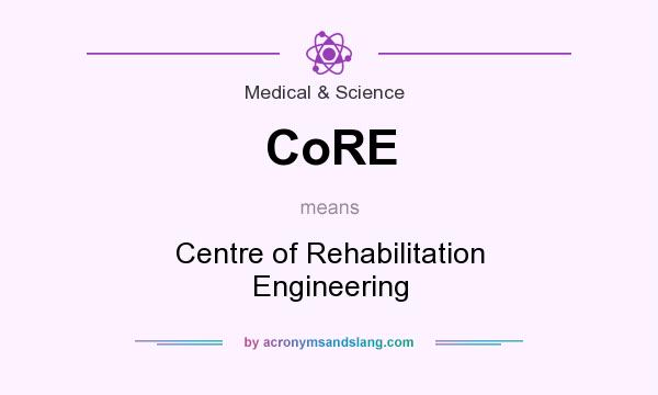 What does CoRE mean? It stands for Centre of Rehabilitation Engineering