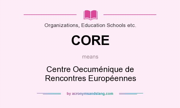 What does CORE mean? It stands for Centre Oecuménique de Rencontres Européennes