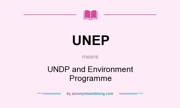 What does UNEP mean? It stands for UNDP and Environment Programme