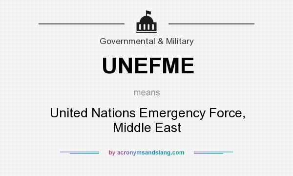 What does UNEFME mean? It stands for United Nations Emergency Force, Middle East