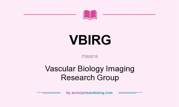 What does VBIRG mean? It stands for Vascular Biology Imaging Research Group